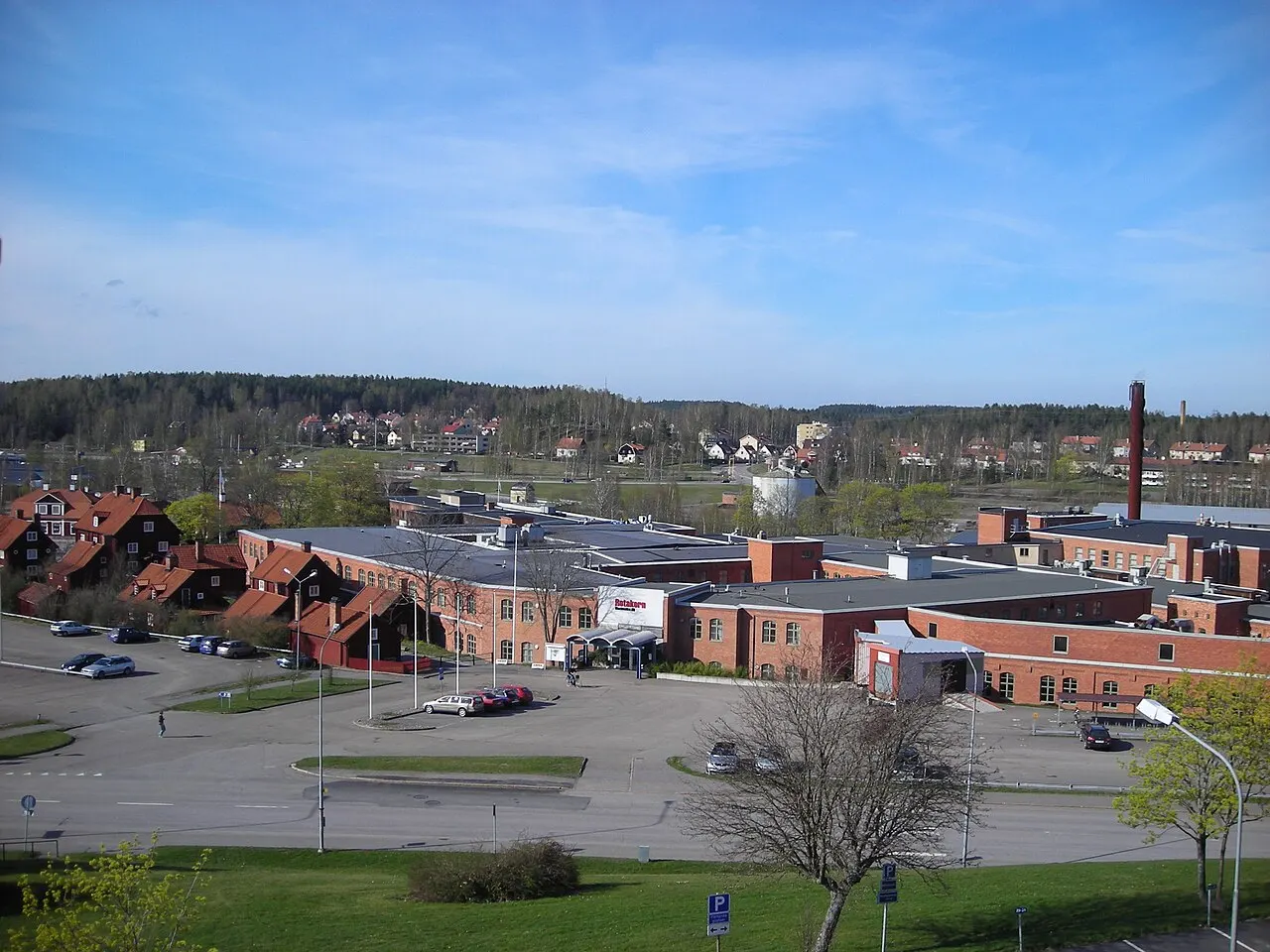 Utsikt över Åtvidaberg i Östergötland som bland annat visar FACITs gamla lokaler.