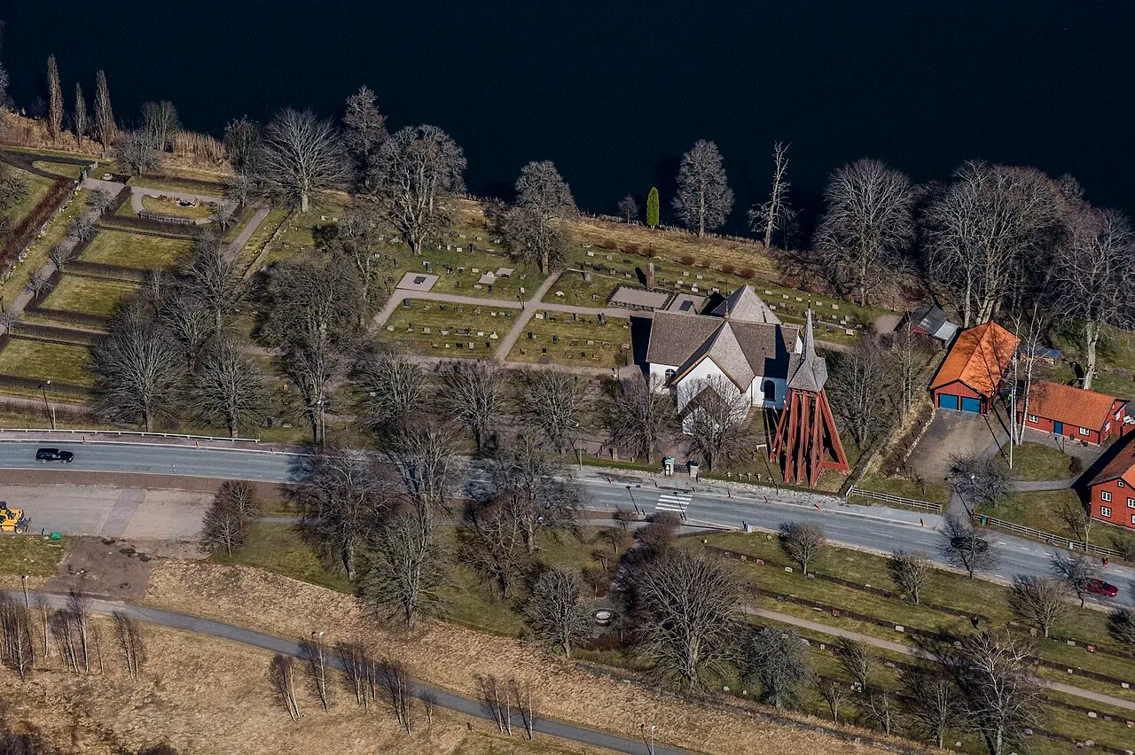 The Barnarps church from the air