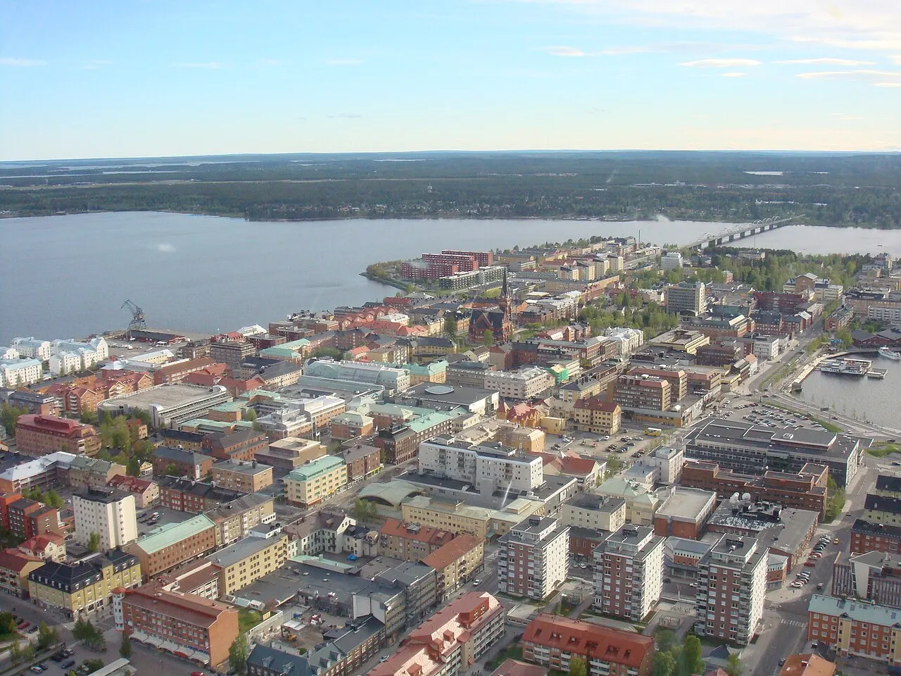 Luleås stadskärna från luften