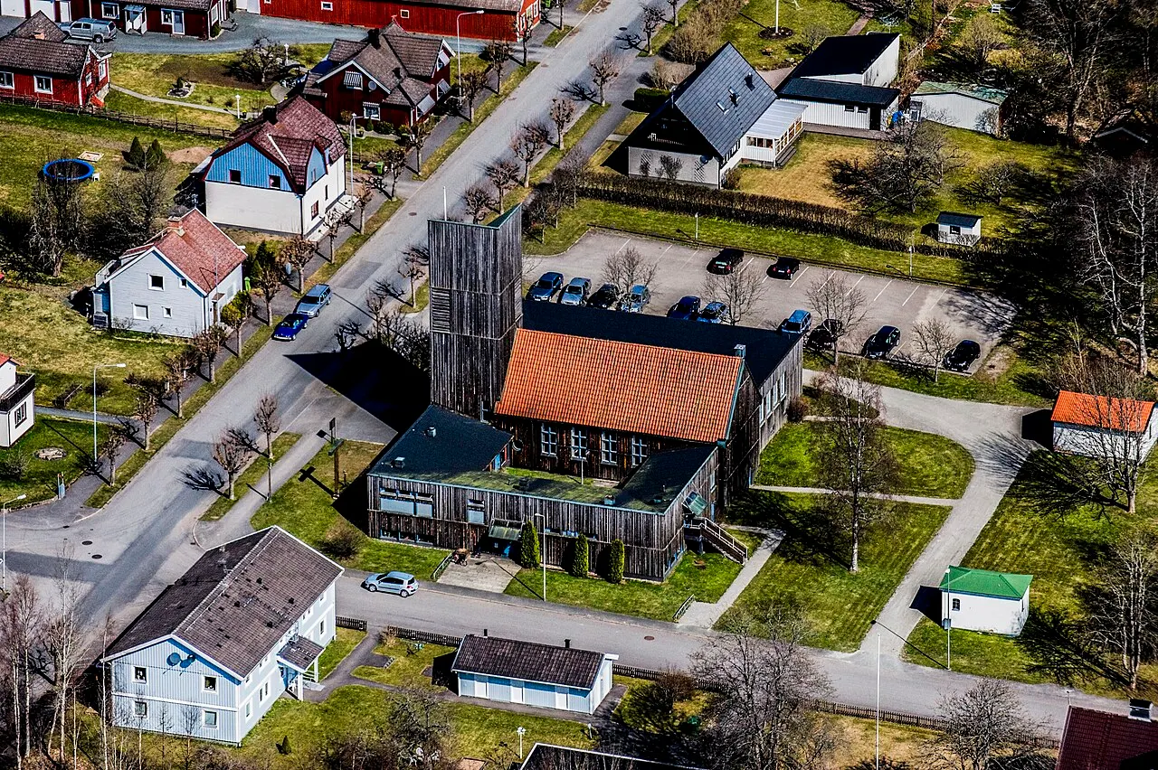 The Bodafors church from the air
