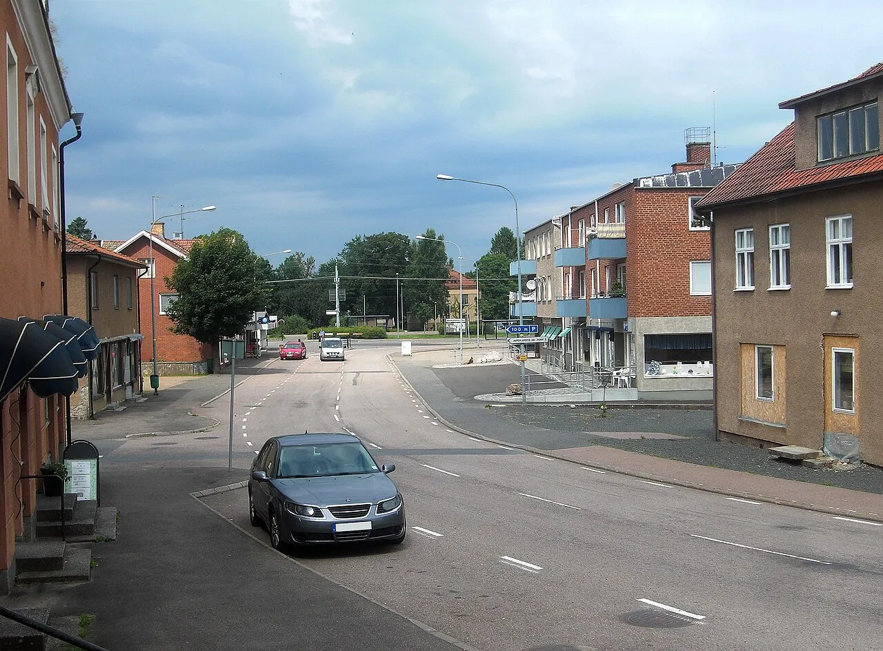 Köpmansgatan i Floby samhälle, Floby socken, Vilske härad, Falköpings kommun. f.d. Skaraborgs län, Västergötland, Västra Götalands län…