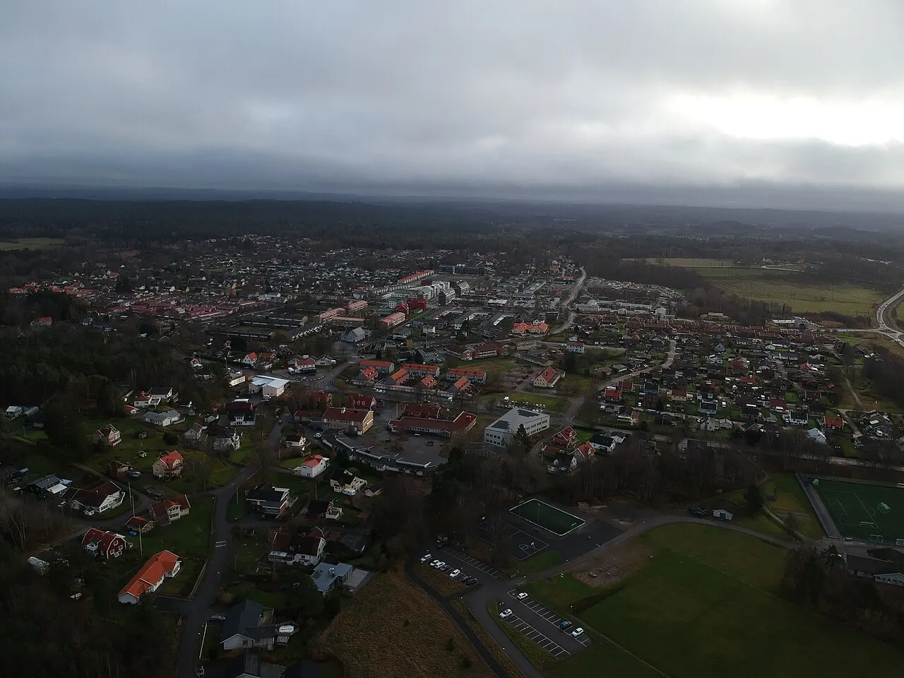 Flygfoto över Gråbo i Lerums kommun