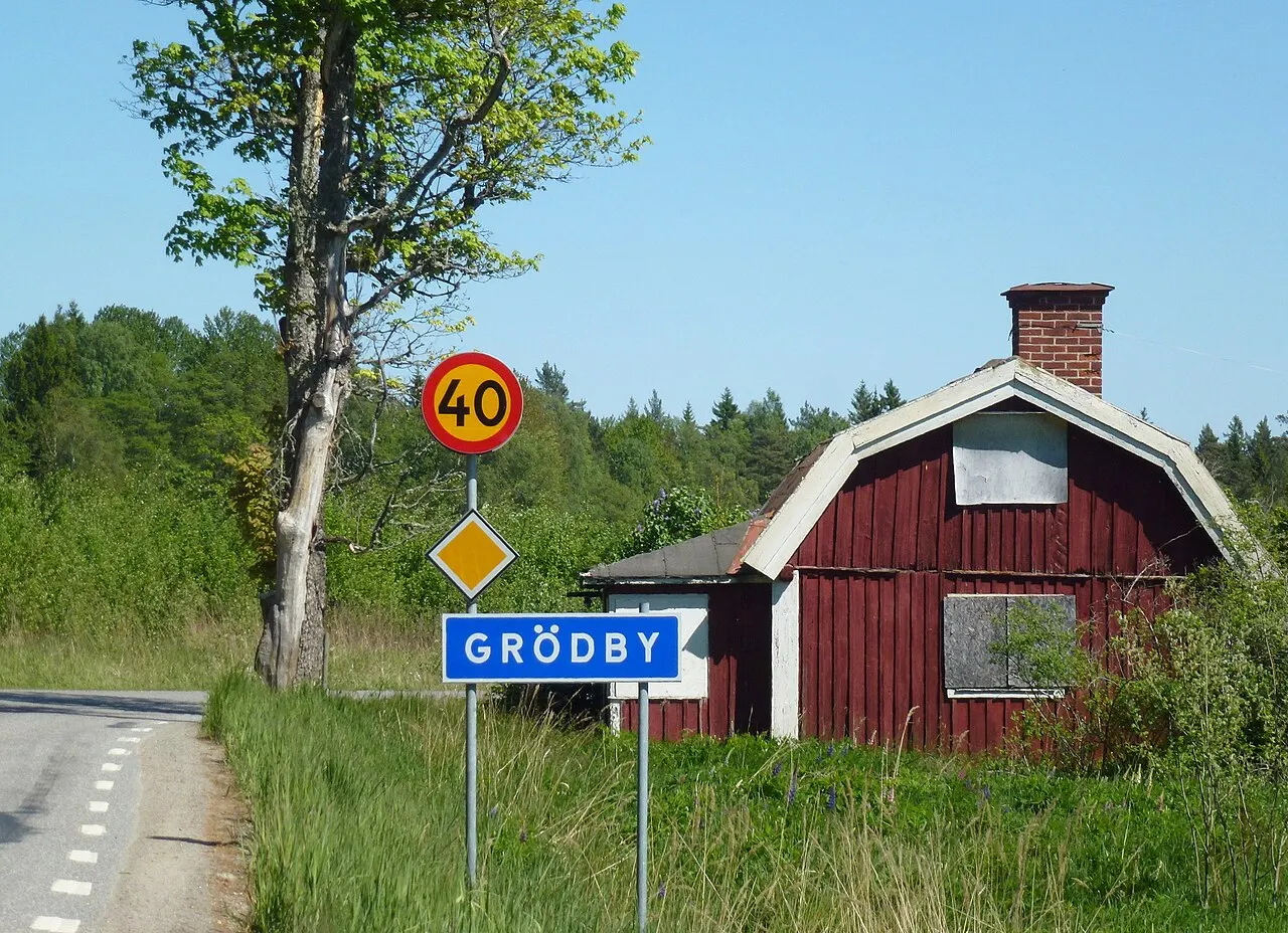 Grödby, Nynäshamns kommun, vägskylt vid infarten