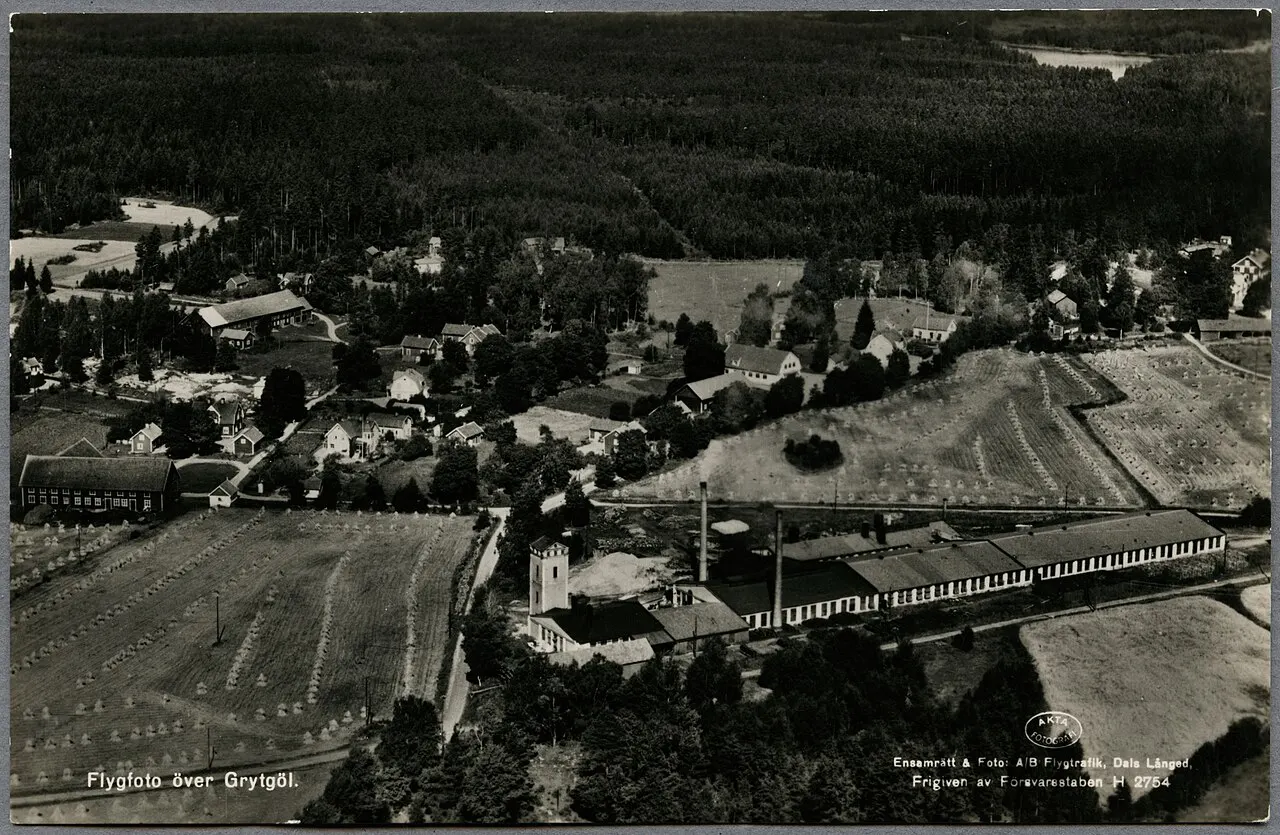 Flygvy över Grytgöl i Finspångs kommun, med omnejd.