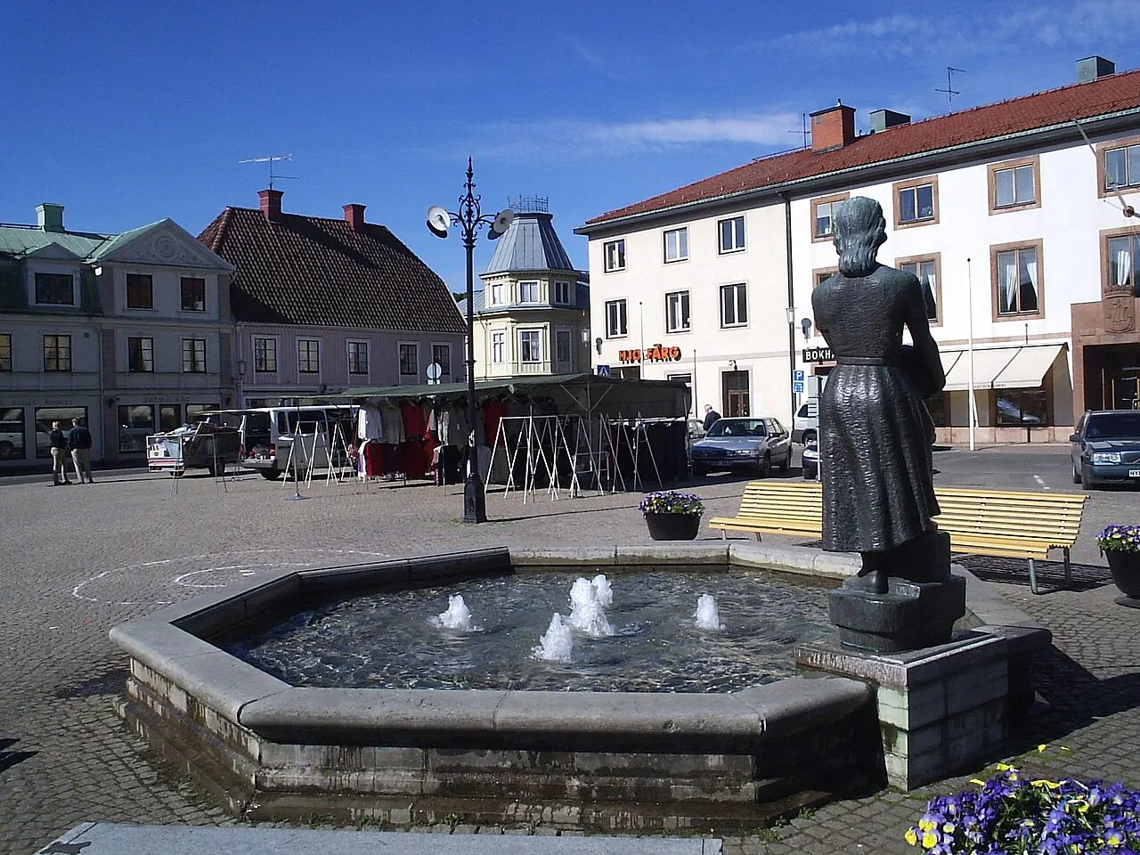 Stora Torget i Hjo, Västergötland, Sverige