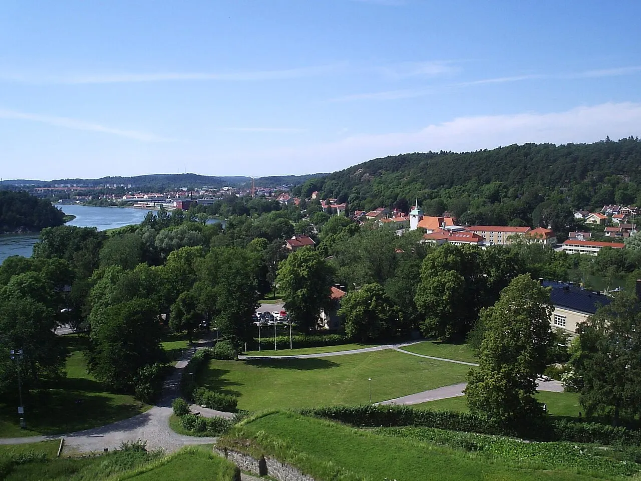 Kungälv, sett från tornet Fars Hatt vid Bohus fästning