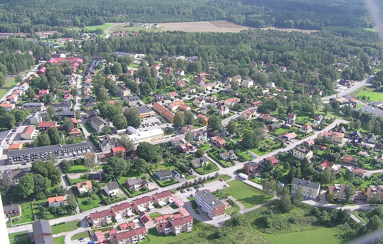 Flygfoto över Malmköping i Södermanland