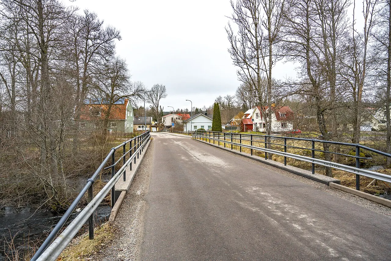 Nitta, Varnum, Västergötland. Bron över Viskan. 21 mars 2024. Foto: Håkan Skogsjö.