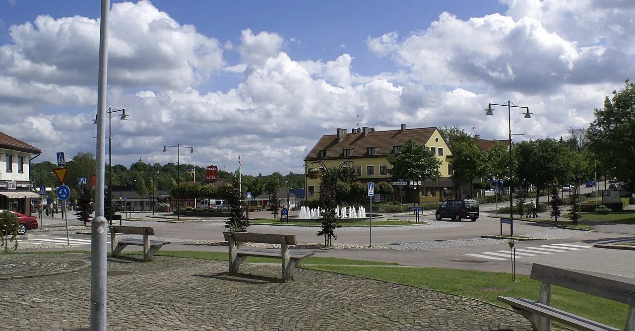 Rondell i centrala Örkelljunga i norra Skåne.