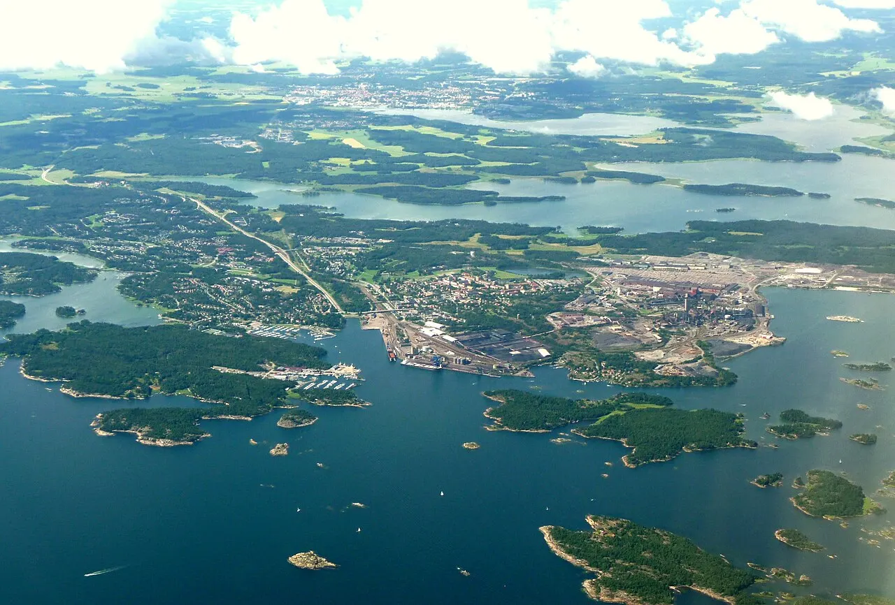 Flygfotografi över Oxelösund i Södermanland