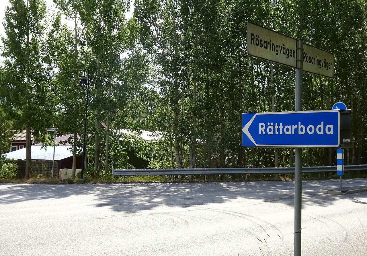 Rättarboda, vägskylt