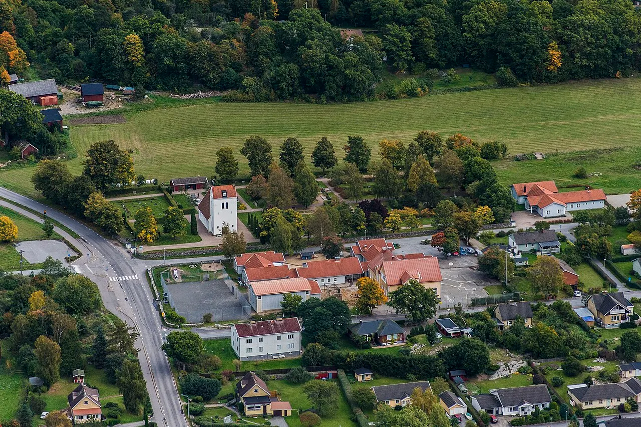 Saxemara church from the air